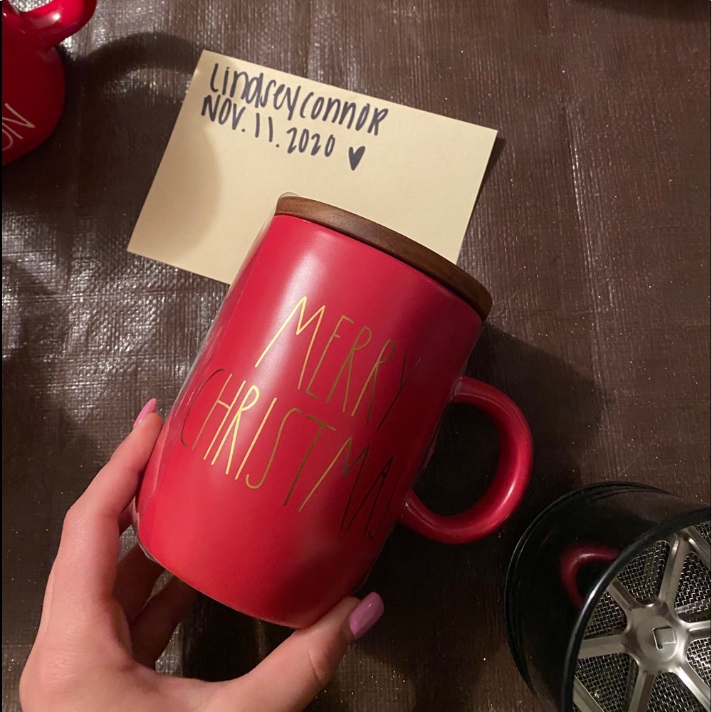 rae dunn mug with topper